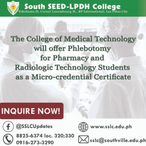 The College of Medical Technology will offer Phlebotomy