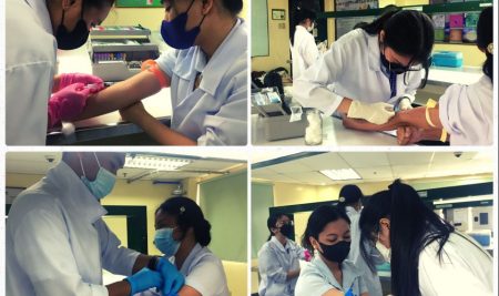 Med Tech 1 Students Learn Phlebotomy in Principles of Laboratory Science Practice 2