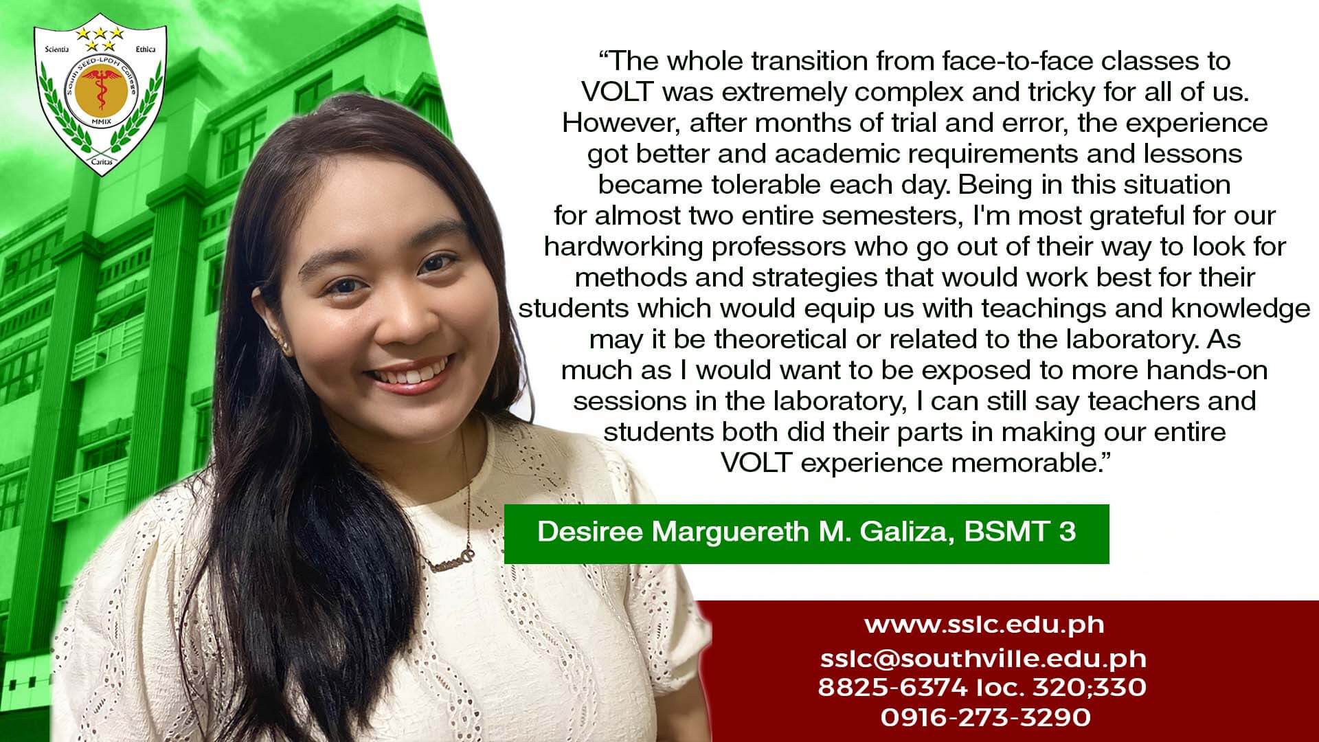 Desiree Marguereth M. Galiza, BSMT III